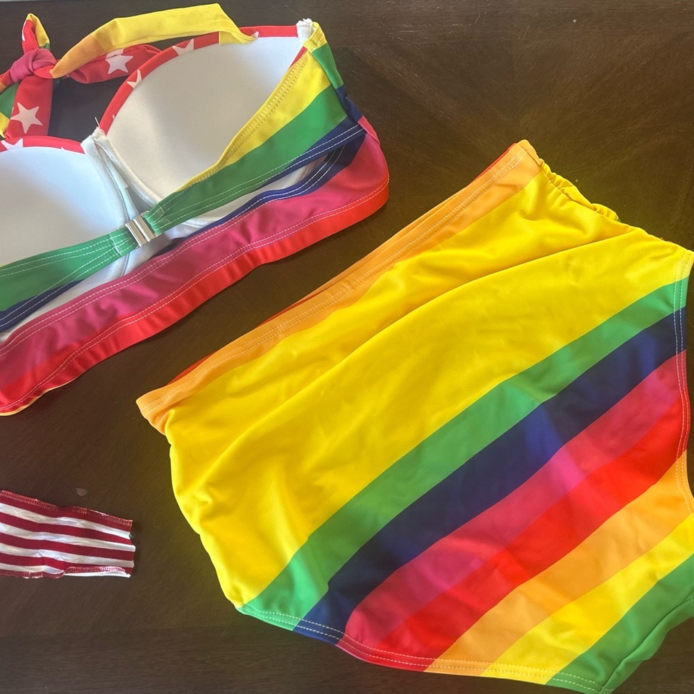 Nwot - Rainbow Striped Bikini Set - image 7